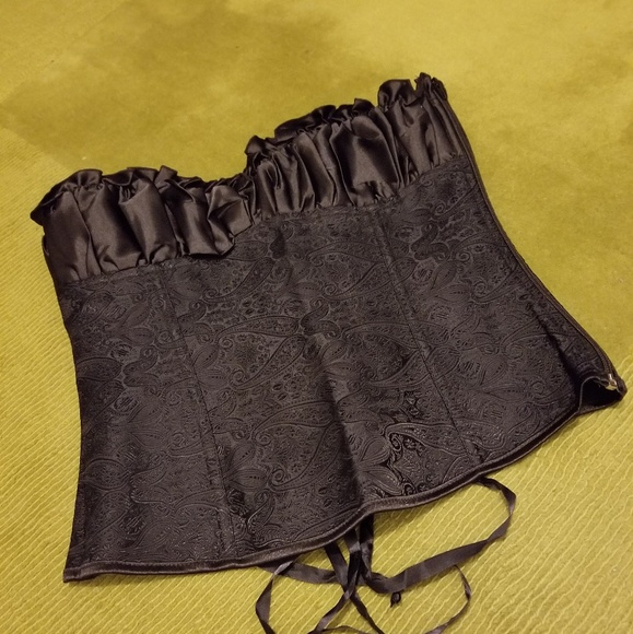 No Brand Tops - 4/$20..FINAL$...Sexy Black Ribbed Bustier Corset-S